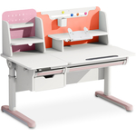 Стол с электроприводом Mealux Electro 730 WP + надстройка (BD-730 WP + надстройка) столешница белая накладки на ножках розовые