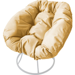 Кресло Планета про Пончик без ротанга белое, бежевая подушка (12310101)