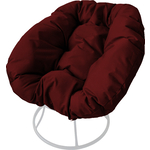 Кресло Планета про Пончик без ротанга белое, бордовая подушка (12310102)
