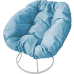 Кресло Планета про Пончик без ротанга белое, голубая подушка (12310103)