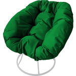 Кресло Планета про Пончик без ротанга белое, зелёная подушка (12310104)