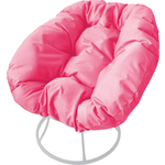 Кресло Планета про Пончик без ротанга белое, розовая подушка (12310108)