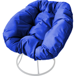 Кресло Планета про Пончик без ротанга белое, синяя подушка (12310110)