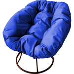 Кресло Планета про Пончик без ротанга коричневое, синяя подушка (12310210)