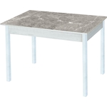 Стол обеденный Катрин Альфа с фотопечатью, бетон белый, серый мрамор, опора квадро белый муар