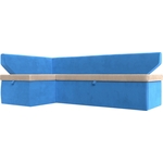 Кухонный угловой диван Лига Диванов Омура велюр бежевый\голубой левый угол (113188L)