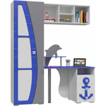 Комплект мебели Мэри Парус Стол письменный П-2 + Полка П-3 + Пенал П-4, цвет белый/синий