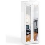 Шкаф для одежды ОЛМЕКО Италия ИТ-48 с зеркальными дверьми, белое дерево