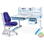 Комплект мебели (парта + кресло) Mealux Sherwood Energy Match SB столешница белая, обивка темно-синяя (BD-830 W/BL Energy+Y-528 SB)
