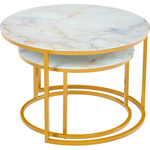Набор кофейных столиков Bradex Tango бежевый мрамор с ножками матовое золото (RF 0353)