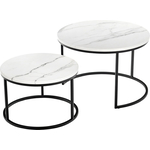 Фото Набор кофейных столиков Bradex Tango белый мрамор с черными ножками (RF 0207) купить недорого низкая цена