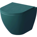 Унитаз подвесной безободковый Grossman с тонким сиденьем-микролифт, зеленый матовый (GR-4455OLMS)