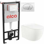 Комплект унитаза Selena Esfera с инсталляцией AlcaPlast, кнопка хром, сиденье микролифт (E001WG/M71)