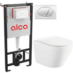 Комплект унитаза Selena Circulo с инсталляцией AlcaPlast, кнопка хром, сиденье микролифт (C001WG/M71)
