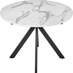 Стол Bradex Rudolf круглый раскладной 100-130x100x75 см, белый мрамор, чёрный (RF 0417)