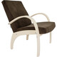 Кресло для отдыха Мебелик Денди шпон, Ткань ультра шоколад, каркас дуб шампань шпон