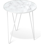 Фото Стол журнальный Мебелик SHT-CT27 белый муар/белый мрамор купить недорого низкая цена