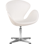 Кресло дизайнерское Dobrin SWAN LMO-69A белый кожзам P23, алюминиевое основание