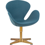 Кресло дизайнерское Dobrin SWAN LMO-69A синяя ткань IF6, золотое основание