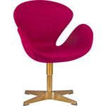 Кресло дизайнерское Dobrin SWAN LMO-69A бордо ткань AF5, золотое основание