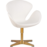 Кресло дизайнерское Dobrin SWAN LMO-69A белый кожзам P23, золотое основание