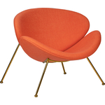 Кресло дизайнерское Dobrin EMILY LMO-72 оранжевая ткань AF, золотое основание