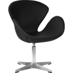 Кресло дизайнерское Dobrin SWAN LMO-69A черный кожзам P13, алюминиевое основание
