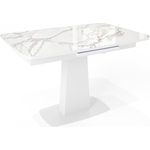 Стол обеденный Dikline SFA120 стекло опал глянец/опоры белые