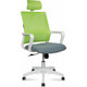 Офисное кресло NORDEN Бит 815AW-AF07-T58 белый пластик / зеленая сетка / темно серая ткань