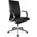Офисное кресло NORDEN Сиена LB B 1811 black leather черная кожа / алюминий крестовина