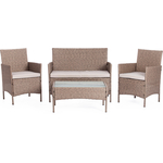 Лаундж сет (диван+2кресла+столик+подушки) TetChair mod. 210013 А пластиковый ротанг, серый, ткань: DB-11 светло-серый