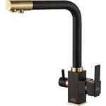 Смеситель для кухни ZorG Steel Hammer с подключением фильтра, черный матовый/бронза (SH 805 BLACK BR)