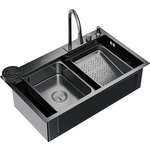 Кухонная мойка Mixline Pro 75х46 со смесителем, черный графит нано (4610211006300)