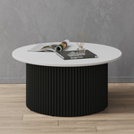 Журнальный столик Genglass круглый с металлическим черным подстольем и белой столешницей GENGLASS TRUBIS Wood GGT-03-2-3-M-80