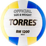 Купить Мяч волейбольный Torres сувенирный BM1200 Mini, арт. V30031, размер 1, сине-желтый купить недорого низкая цена
