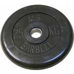 Диск обрезиненный MB Barbell 31 мм. 25 кг. черный "Стандарт"