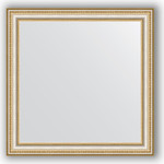 Зеркало в багетной раме Evoform Definite 65x65 см, золотые бусы на серебре 60 мм (BY 0782)