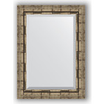 Зеркало с фацетом в багетной раме поворотное Evoform Exclusive 53x73 см, серебряный бамбук 73 мм (BY 1126)