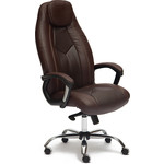 Кресло TetChair BOSS люкс хром кож/зам, коричневый/коричневый перфорированный, 36-36/36-36/06