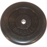 Диск обрезиненный MB Barbell 26 мм. 15 кг. черный "Стандарт"