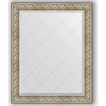 Зеркало с гравировкой поворотное Evoform Exclusive-G 100x125 см, в багетной раме - барокко серебро 106 мм (BY 4381)