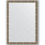 Зеркало с гравировкой поворотное Evoform Exclusive-G 128x183 см, в багетной раме - серебряный бамбук 73 мм (BY 4480)