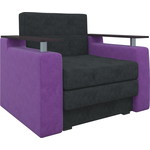 Кресло-кровать Мебелико Комфорт микровельвет черно-фиолетовый