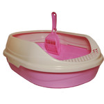 Туалет HomeCat малый овальный розовый в комплекте с совком для кошек 43х31х16 см