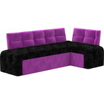 Кухонный угловой диван Мебелико Люксор микровельвет (черно/фиолетовый) угол правый