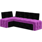 Кухонный угловой диван Мебелико Люксор микровельвет (фиолетово/черный) угол левый