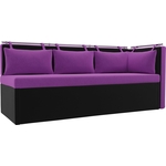 Кухонный угловой диван АртМебель Метро микровельвет фиолетово-черный угол правый