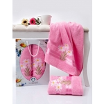 Набор из  2 полотенец Two dolphins Daisy Flowers розовый махра с вышивкой 50x90/70x140 (9509розовый)