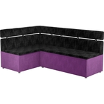 Кухонный угловой диван Мебелико Классик микровельвет черно/фиолетовый левый