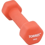 Гантель Torres 1 кг - 1 шт (PL55011) в неопреновой оболочке красный